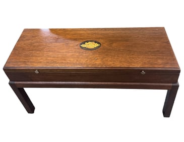 FEDERAL STYLE INLAID CAMPAIGN CHEST ON STAND