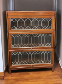 ARTS & CRAFTS BARRISTER BOOKCASE LEADED GLASS