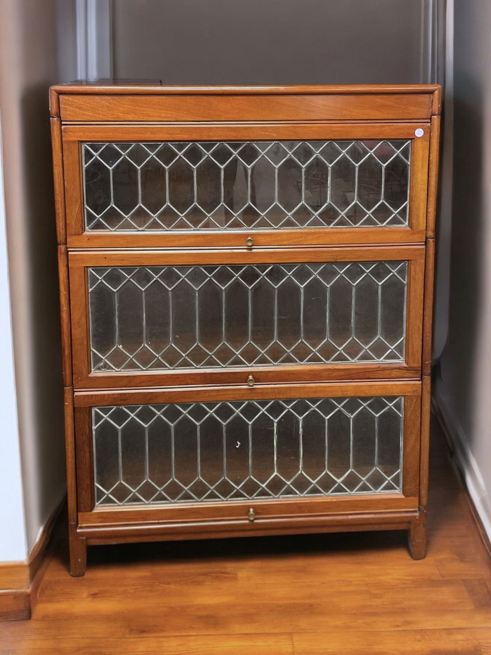 ARTS & CRAFTS BARRISTER BOOKCASE LEADED GLASS (1 of 5)