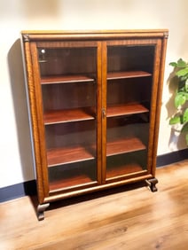 ANTIQUE TWO DOOR DISPLAY / BOOKSHELF CABINET