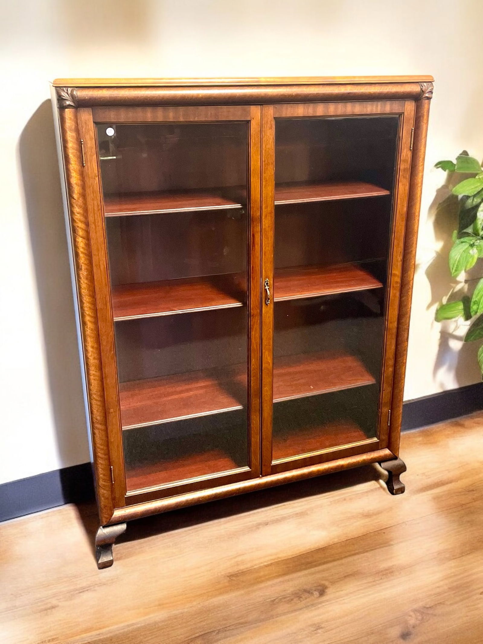 ANTIQUE TWO DOOR DISPLAY / BOOKSHELF CABINET (1 of 2)