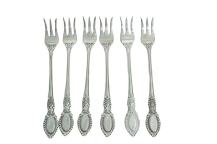 6 STERLING SILVER GUILDHALL REED & BARTON OYSTER FORKS