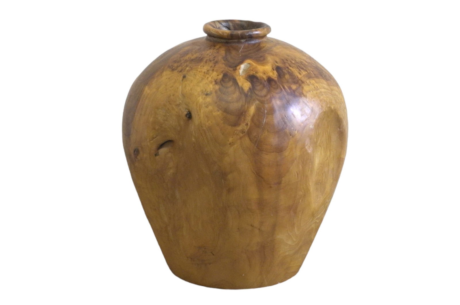 LARGE TURNED NATURAL BURL WOOD VASE (1 of 5)