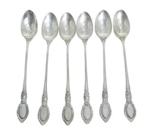 6 STERLING SILVER GUILDHALL REED & BARTON ICED TEA SPOONS