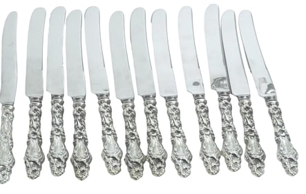 12 GORHAM STERLING SILVER LILY DINNER KNIVES