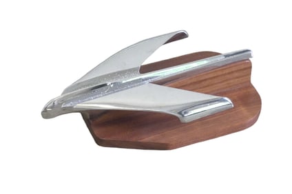 1951 PONTIAC CHROME HOOD ORNAMENT ON PADAUK