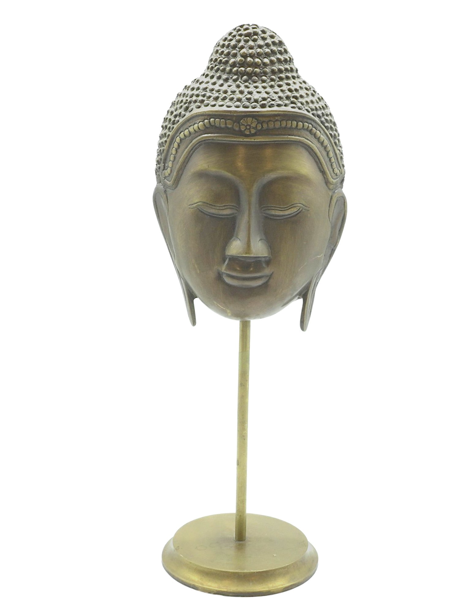 GILDED BRONZE BUDDHA MASK ON STAND (1 of 7)