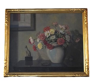 ABBY PHELPS LYTLE WUICHET ART DECO OIL ZINNIAS