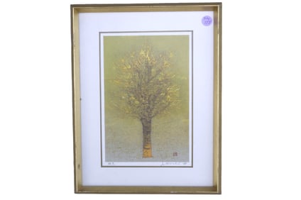 JOICHI HOSHI (1913-1979) WOODBLOCK AUTUMN LIGHT TREE