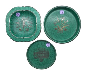3 ART DECO WILHELM KAGE FOR GUSTAVSBERG ARGENTA TRINKET DISHES