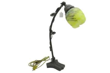 ART NOUVEAU BRONZE SCULPTED TABLE LAMP