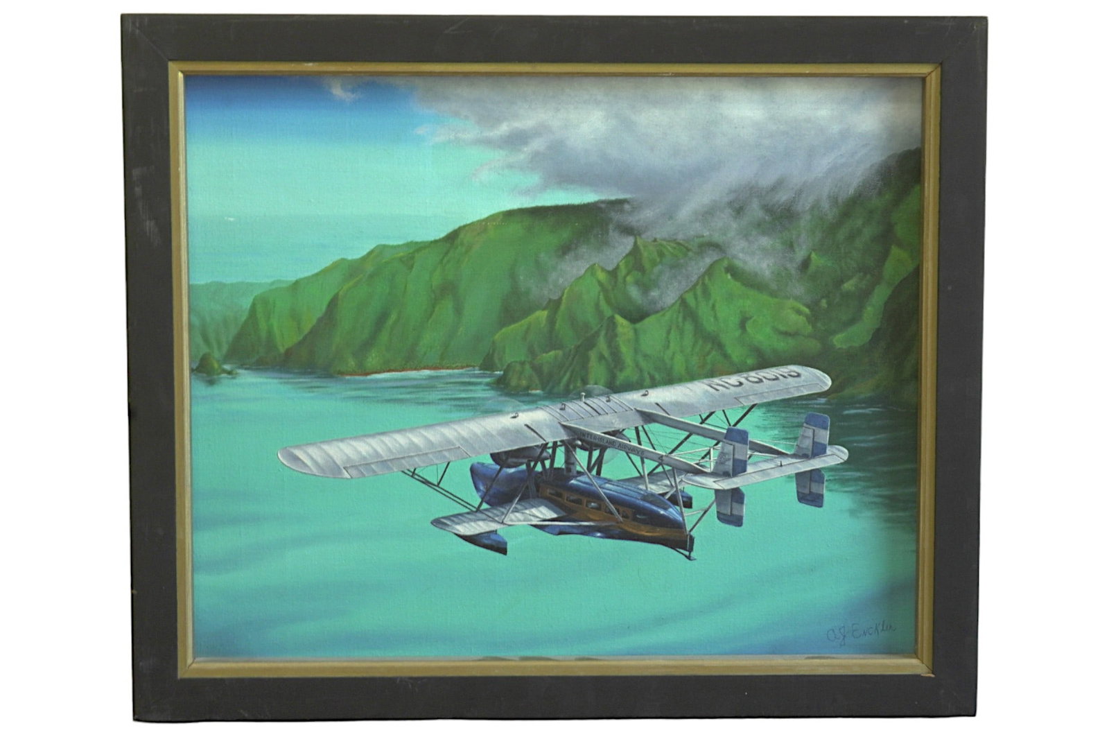 ALBERT J ENCKLER (1921-2014) SIKORSKY OIL PAINTING: Albert J. Enckler (1921-2014) Sikorsky S-38, Oil on canvas. Signed lower right. H: 18 3/4" W: 22 1/2". 2" D. Weight 5 lbs 2 oz.From the Estate of the Artist. The artist Albert J. Enckler was a Tactica