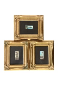 3 pc MINIATURE HAND PAINTED PORCELAIN PLAQUES