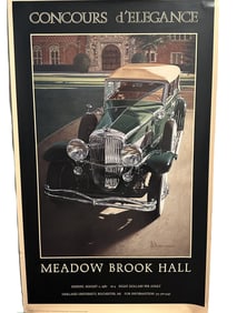 VINTAGE 1987 MEADOW BROOK HALL CONCOURS DUESENBERG PHAETON POSTER DENNIS FRITZ