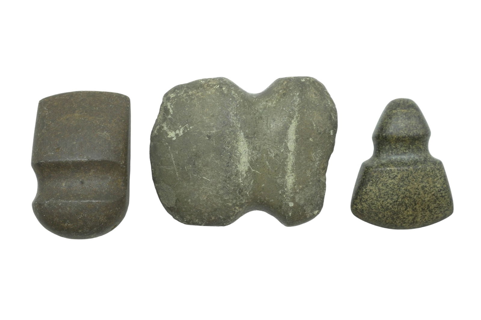 3 NATIVE AMERICAN STONE AXE HEADS GROOVED (1 of 2)