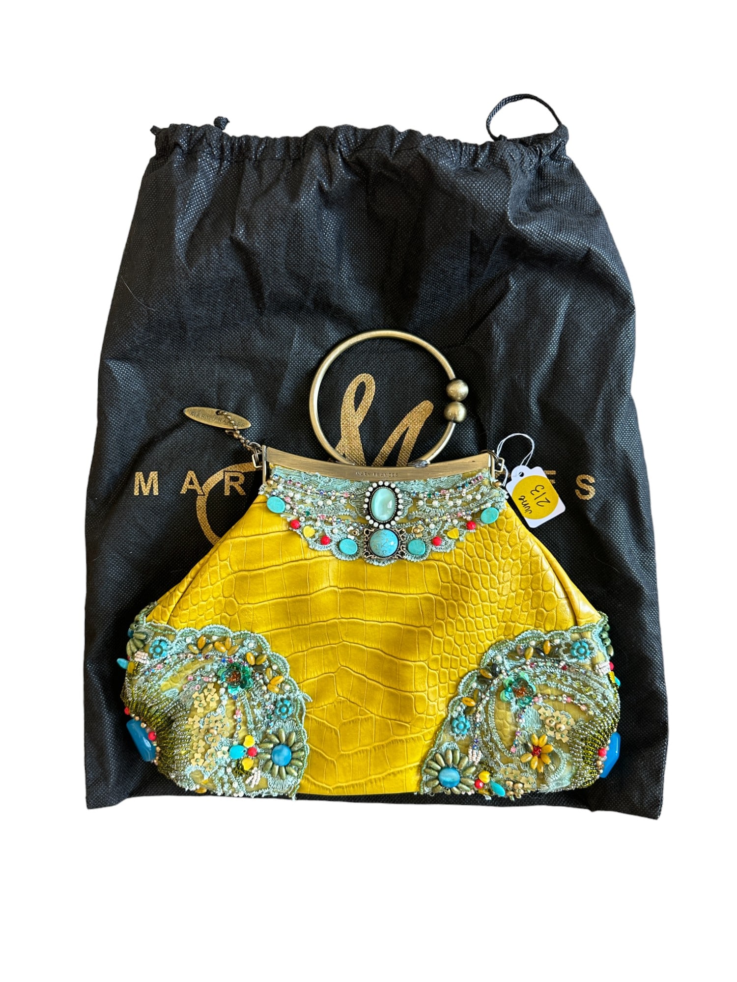 MARY FRANCES GREEN LEATHER BEADED DESIGNER EVENING PURSE (1 of 4)