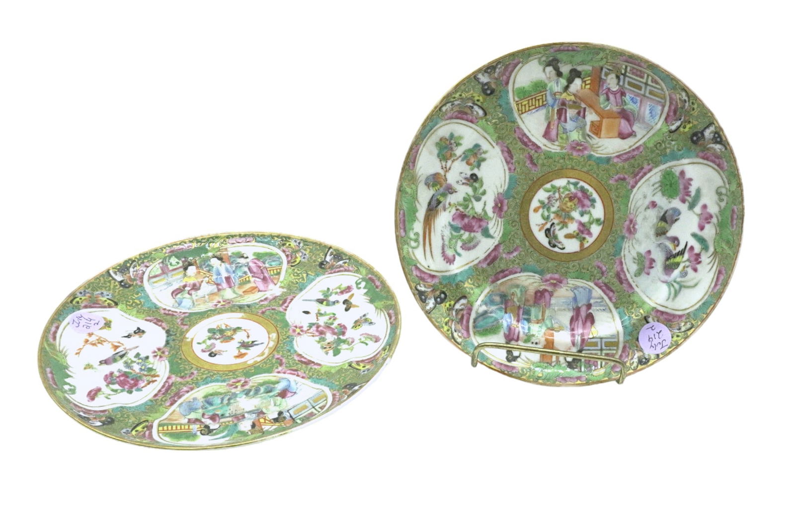 PAIR (2) ANTIQUE CHINESE EXPORT ROSE MEDALLION PLATES (1 of 4)