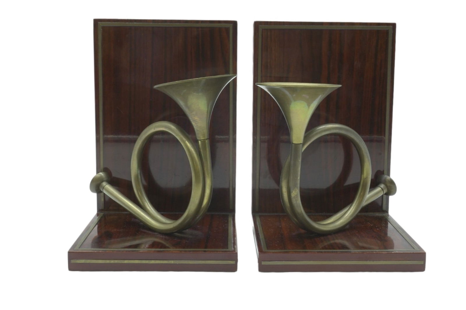 VINTAGE MID CENTURY ROSEWOOD & BRASS BOOKENDS (1 of 5)