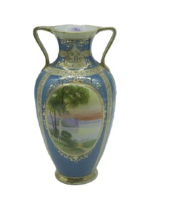 HAND PAINTED NIPPON LANDSCAPE VASE