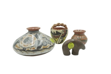 4 VINTAGE SOUTHWEST NATIVE POTTERY PIECES
