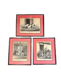 3 FRAMED JEAN VICTOR FROND BRAZIL PITTORESCO LITHOGRAPHS