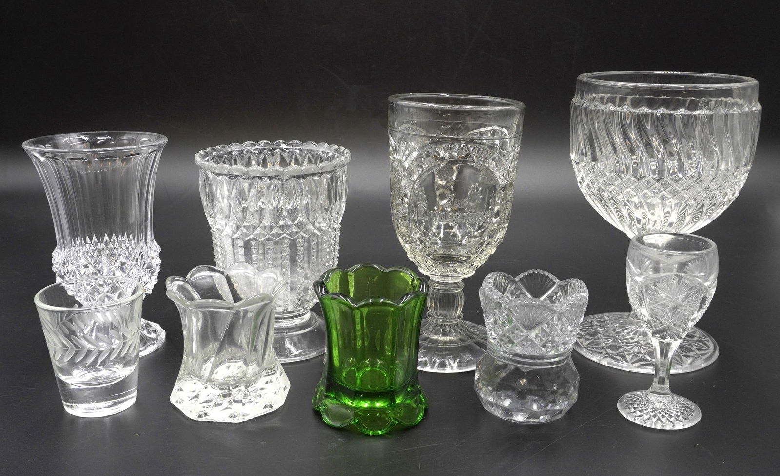 9 EAPG GLASS GOBLET - CELERY - PLUS (1 of 6)