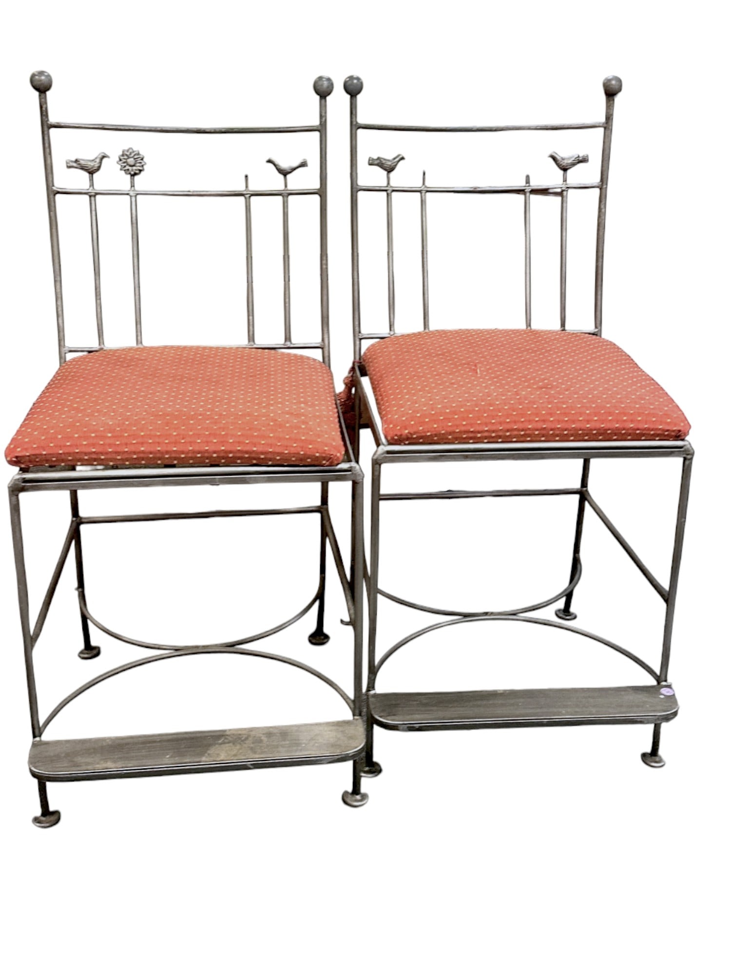 PAIR WHIMSICAL BIRD IRON BAR STOOLS (1 of 2)