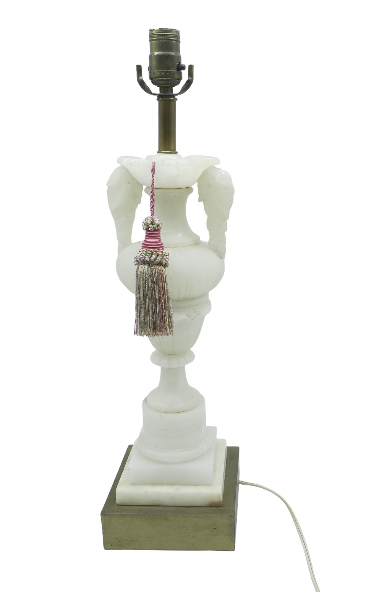 MID-CENTURY CARVED ALABASTER LAMP WITH SHADE (1 of 1)