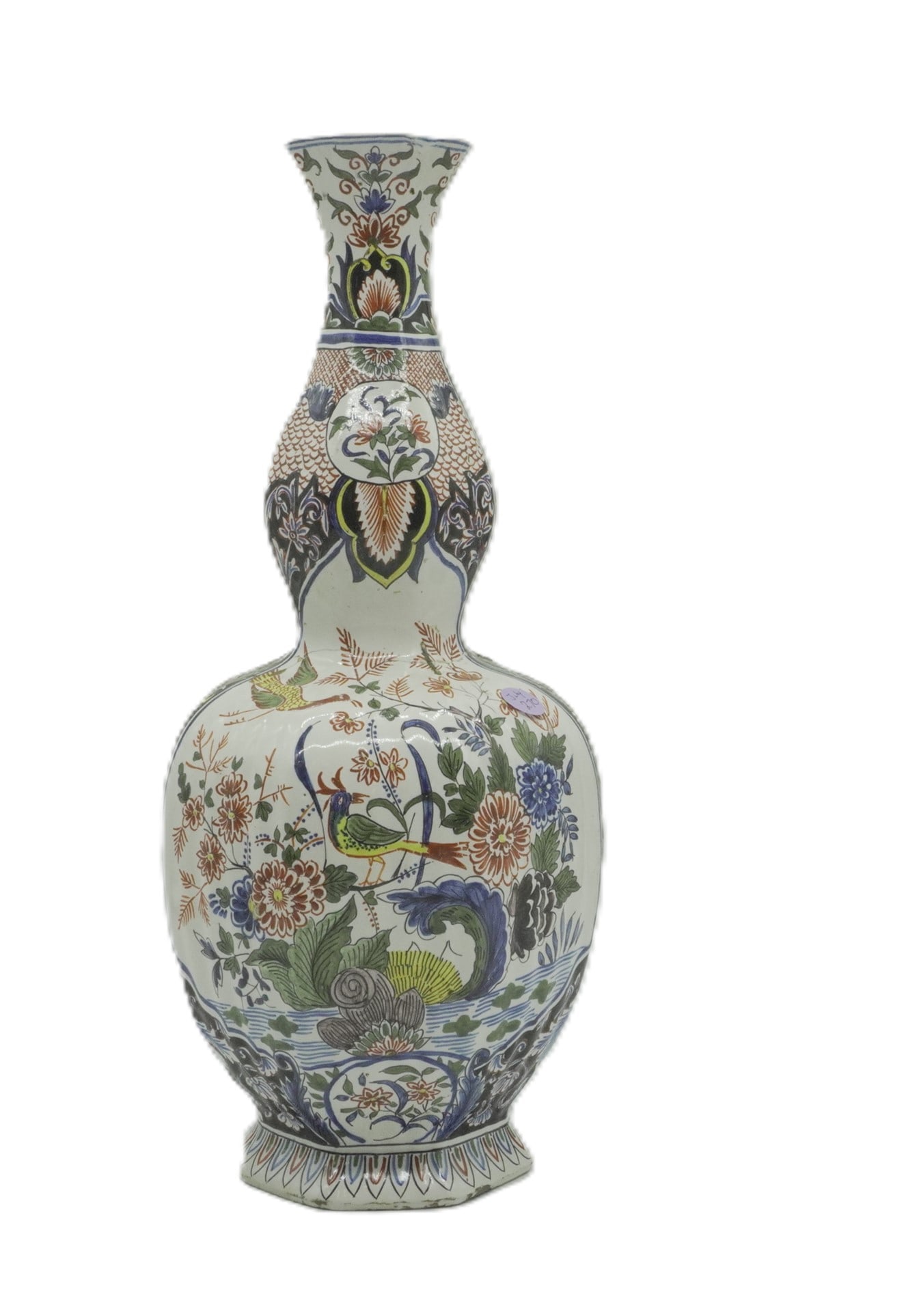 LARGE DELFT POLYCHROME VASE c. 1880 (1 of 6)