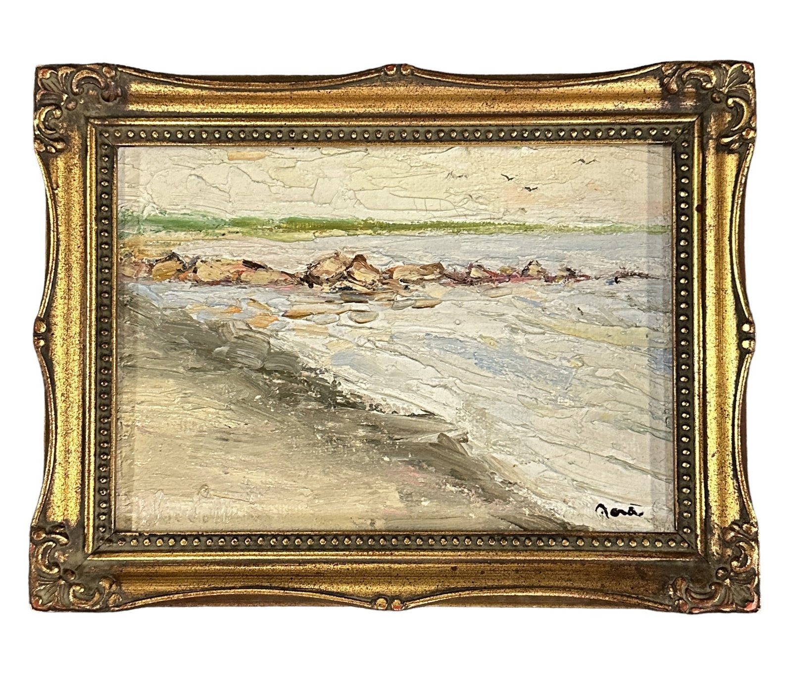 VINTAGE COASTAL OIL ON BOARD - FORD: Vintage Coastal Impressionist Oil on Board signed Ford lower right. 8.5"x6.5"x1". Weight 9 oz.