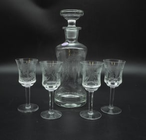 LEONARD SILVER ITALY CRYSTAL DECANTER SET