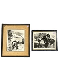 2 GENE AUTRY & LASH LARUE AUTOGRAPHED PHOTOS