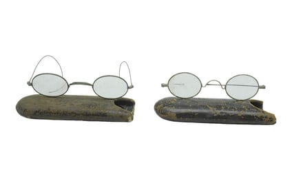 ANTIQUE SPECTACLES AND CASES - 2 PAIRS