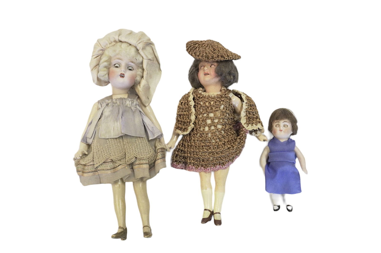 3 GERMAN ANTIQUE BISQUE HEAD DOLLS (1 of 5)