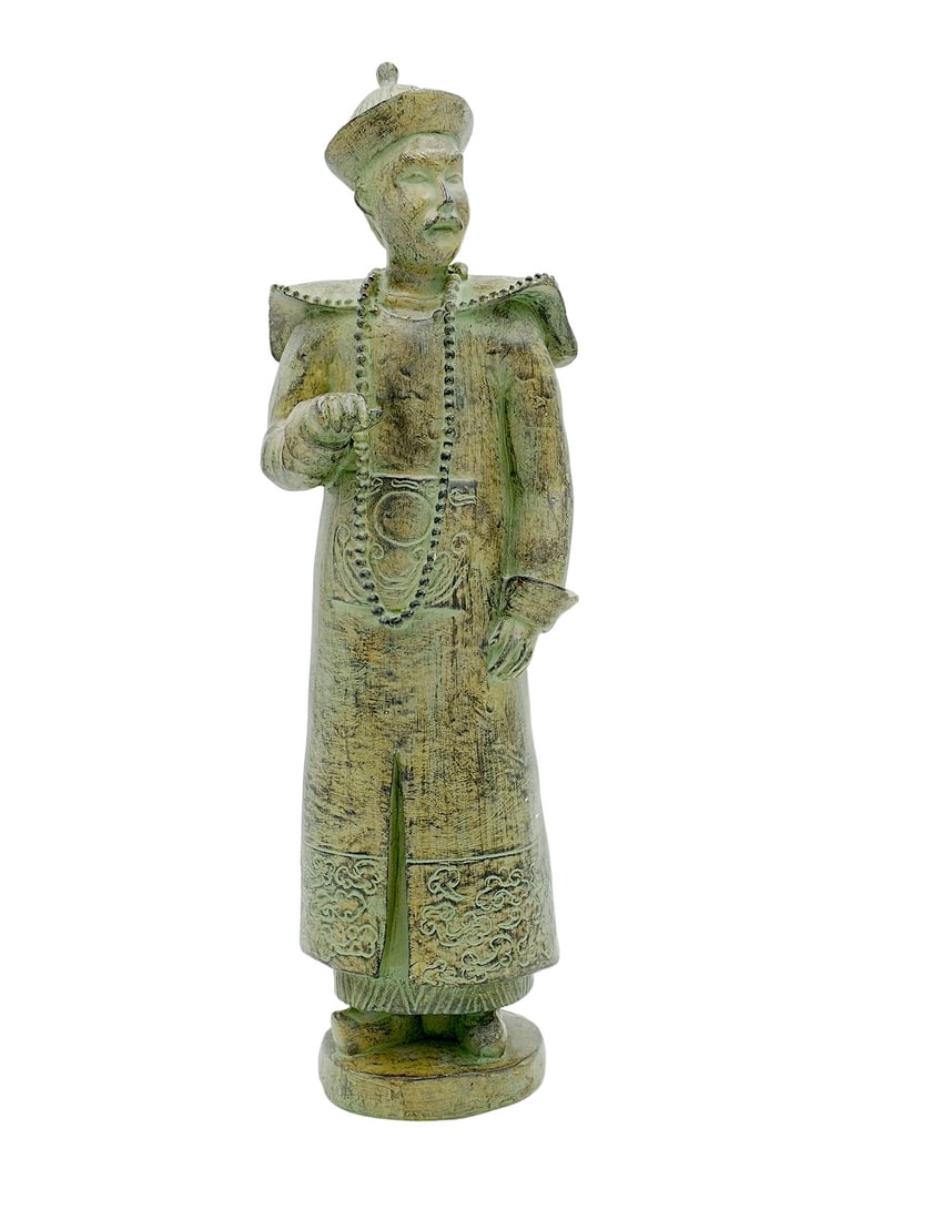 COMPOSITE PAINTED CHINESE EMPEROR SCULPTURE: Composite painted Chinese Emperor sculpture. Measures 5L x 4W x 14.5H, weighs 3 lbs.