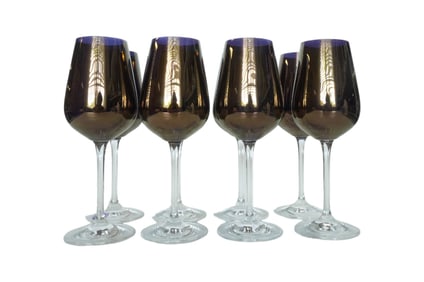 8 BRONZE BLOWN GLASS BY PIER ONE WINE GLASSES