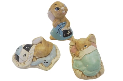 PENDELFIN STUDIOS 3 RABBIT FIGURINES