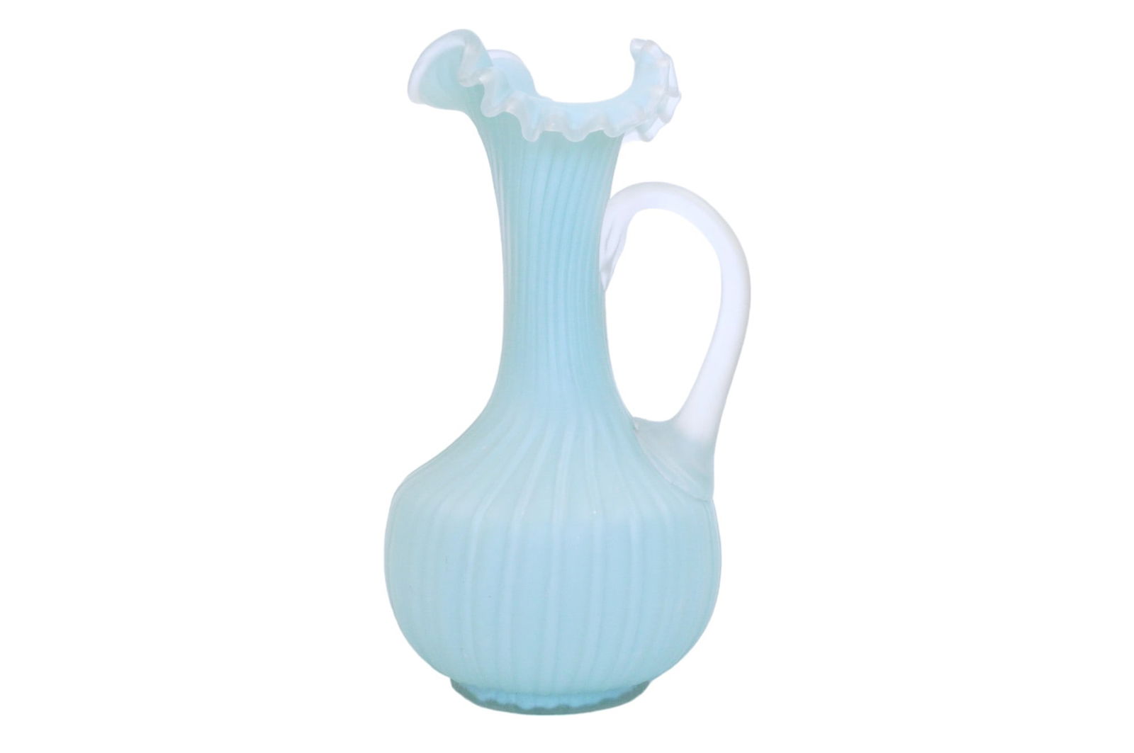 ANTIQUE HAND BLOWN CASED SATIN GLASS PITCHER (1 of 7)