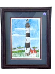 BODIE ISLAND LIGHTHOUSE WATERCOLOR PRINT