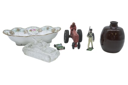 6 pc BOX LOT INCL TANK CANDY CONTAINER +