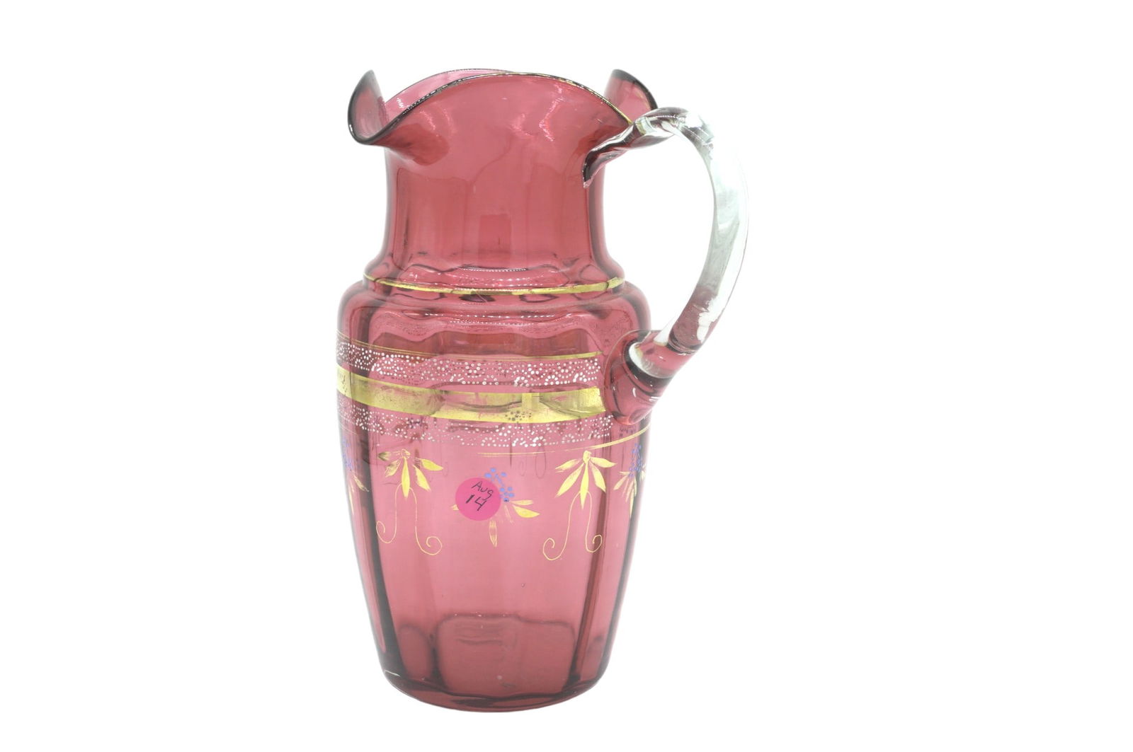 VICTORIAN RUBY GILT GLASS PITCHER (1 of 4)