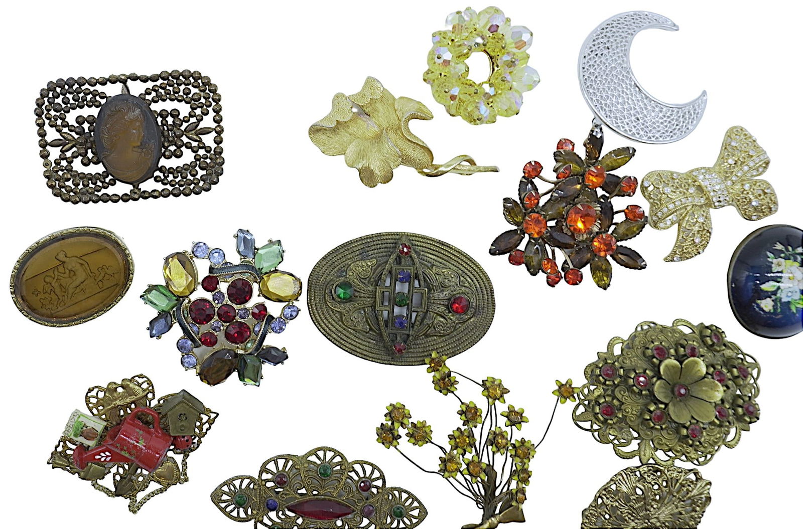 15 EDWARDIAN THRU 1950s BROOCHES (1 of 5)