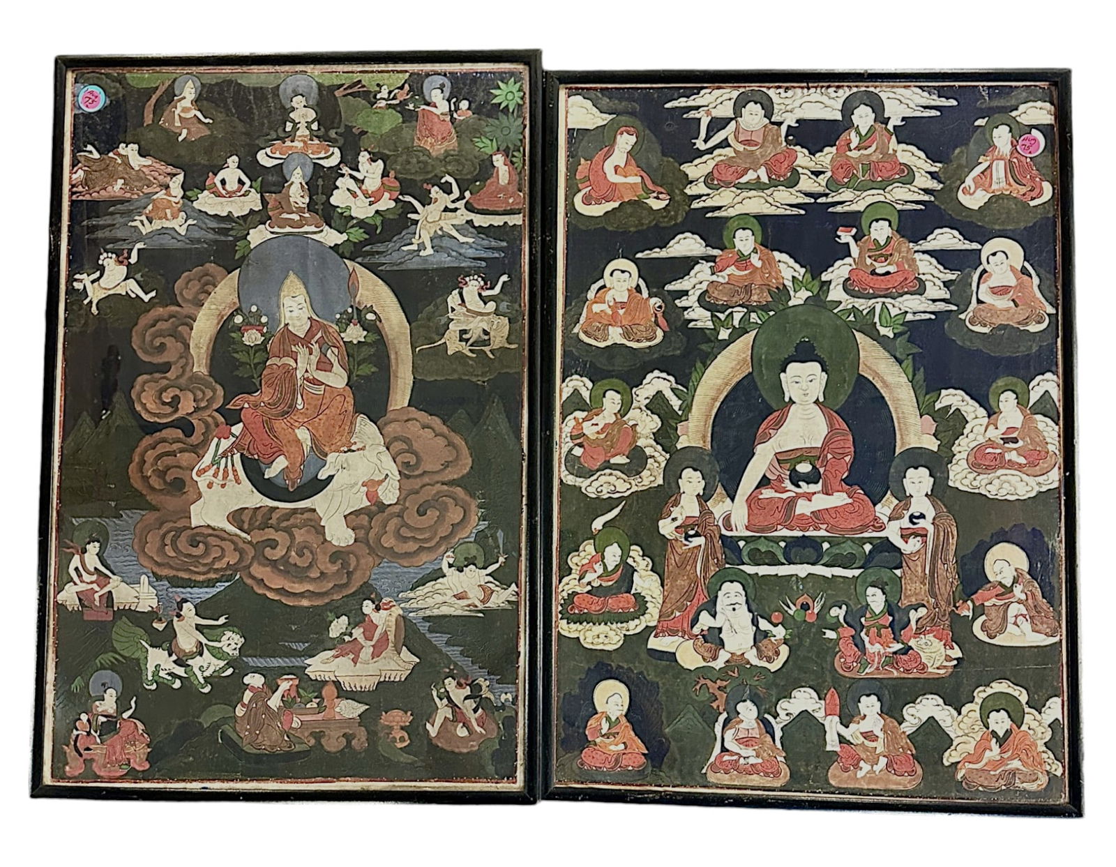2 ANTIQUE HAND PAINTED TIBETAN THANGKA (1 of 4)