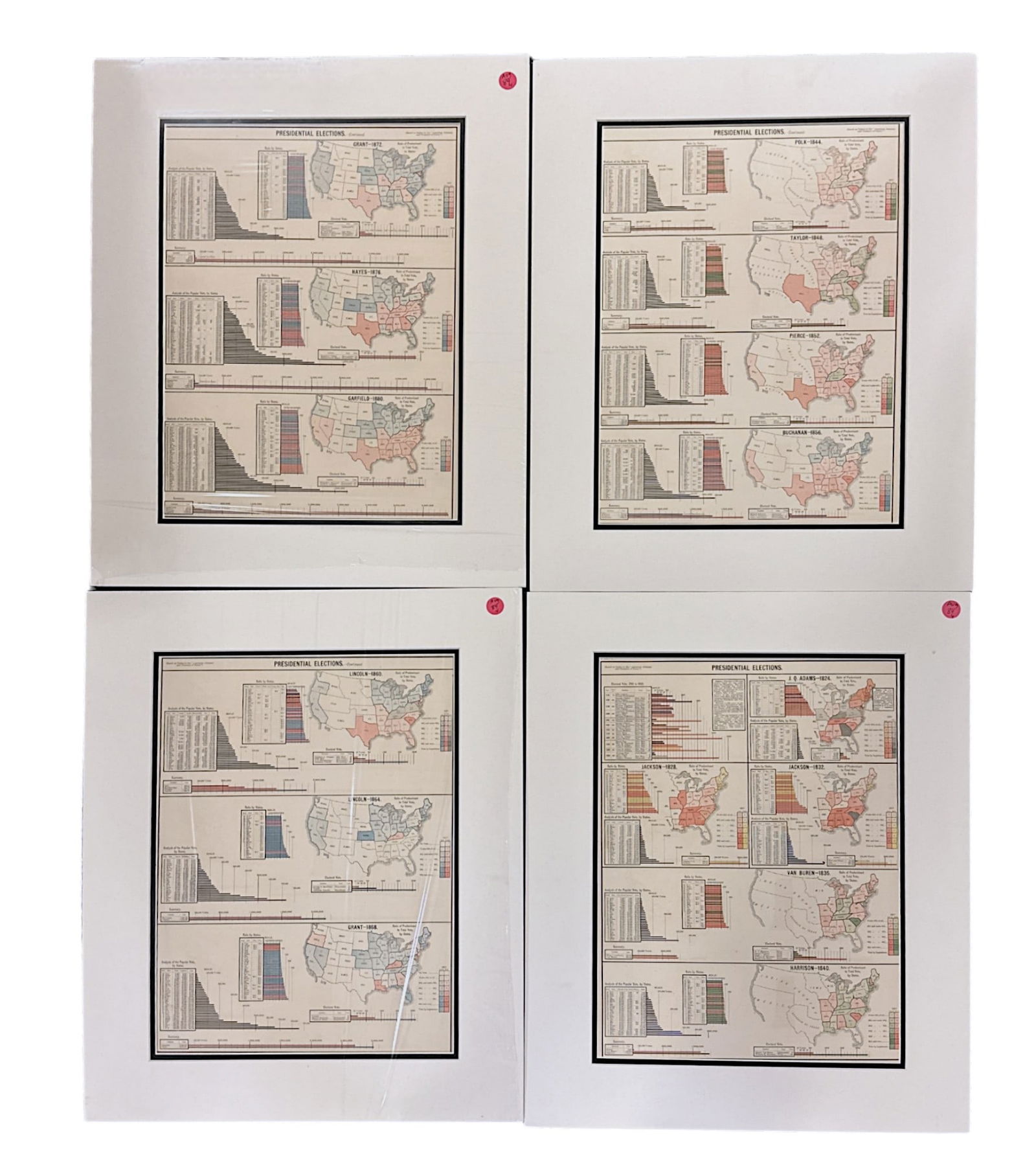 4 ANTIQUE PRESIDENTIAL ELECTION CHARTS - C. SCRIBNER (1 of 6)