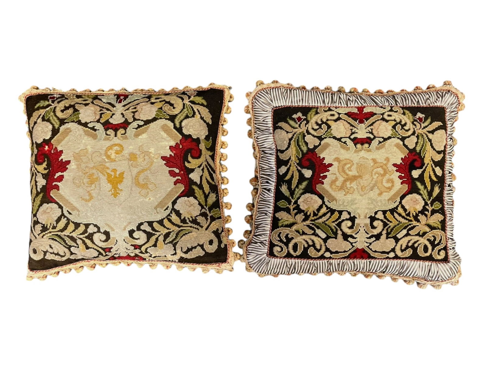2 ANTIQUE FRENCH TAPESTRY DOWN FILLED PILLOWS (1 of 7)