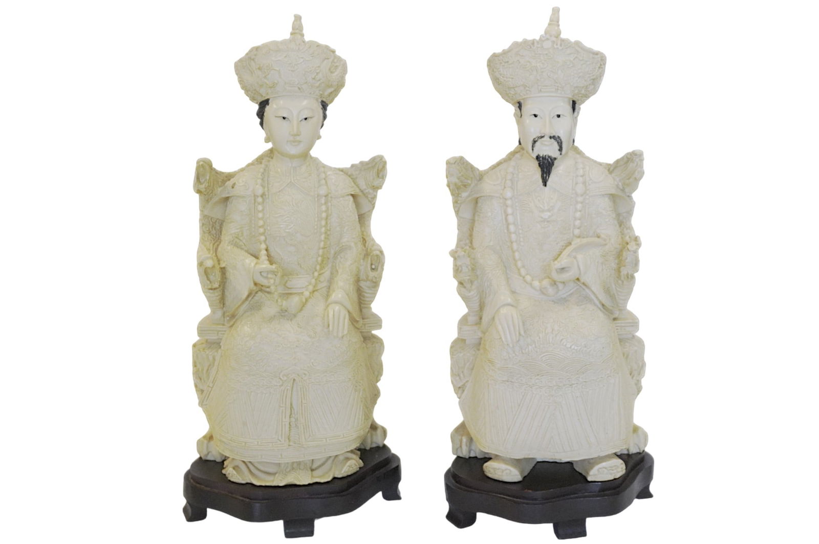 CHINESE CARVED SEATED EMPEROR AND EMPRESS (1 of 9)