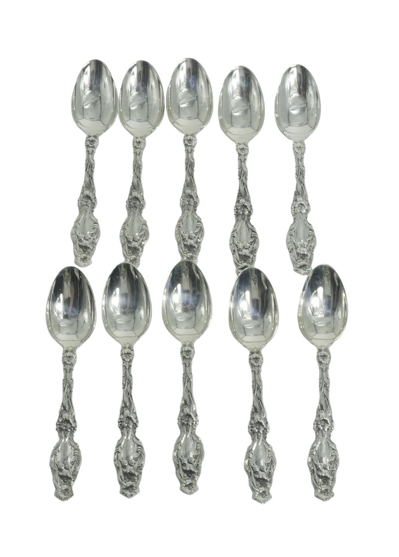 10 GORHAM STERLING SILVER LILY TEASPOONS (1 of 4)