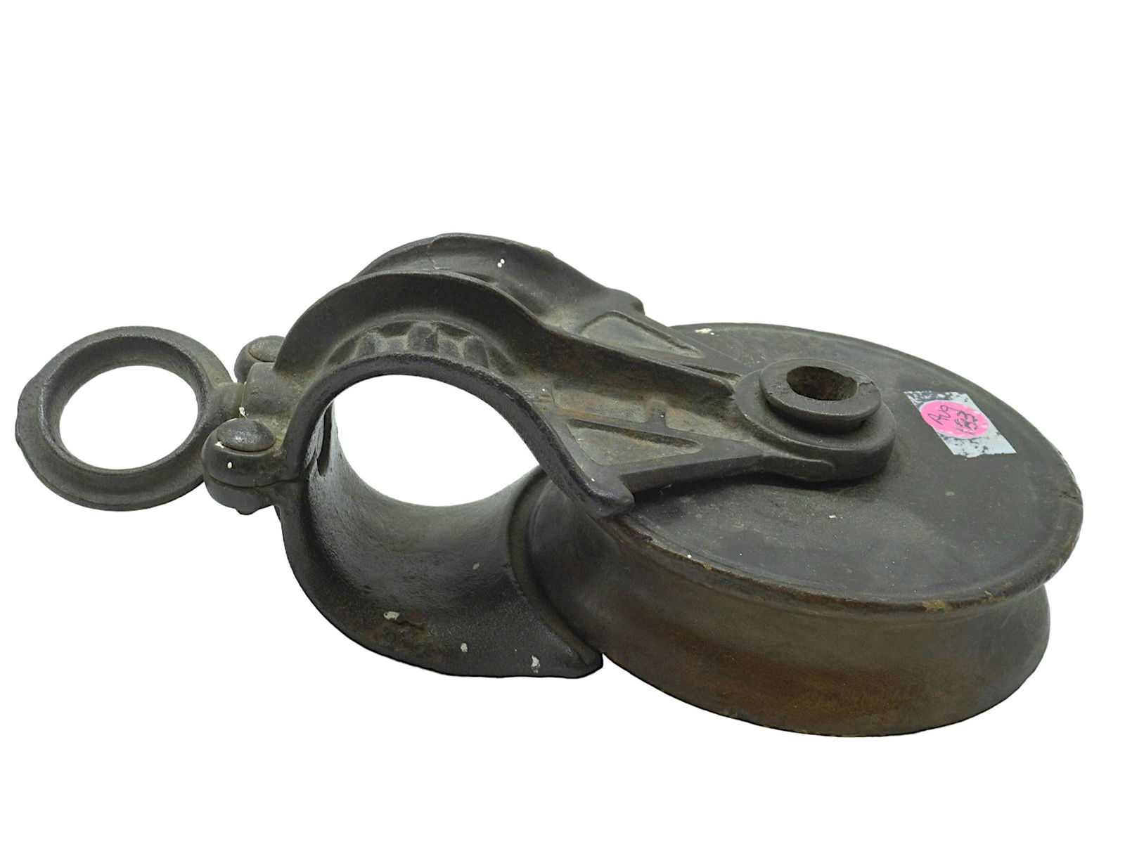 LARGE ANTIQUE CAST IRON & WOOD PULLEY (1 of 3)