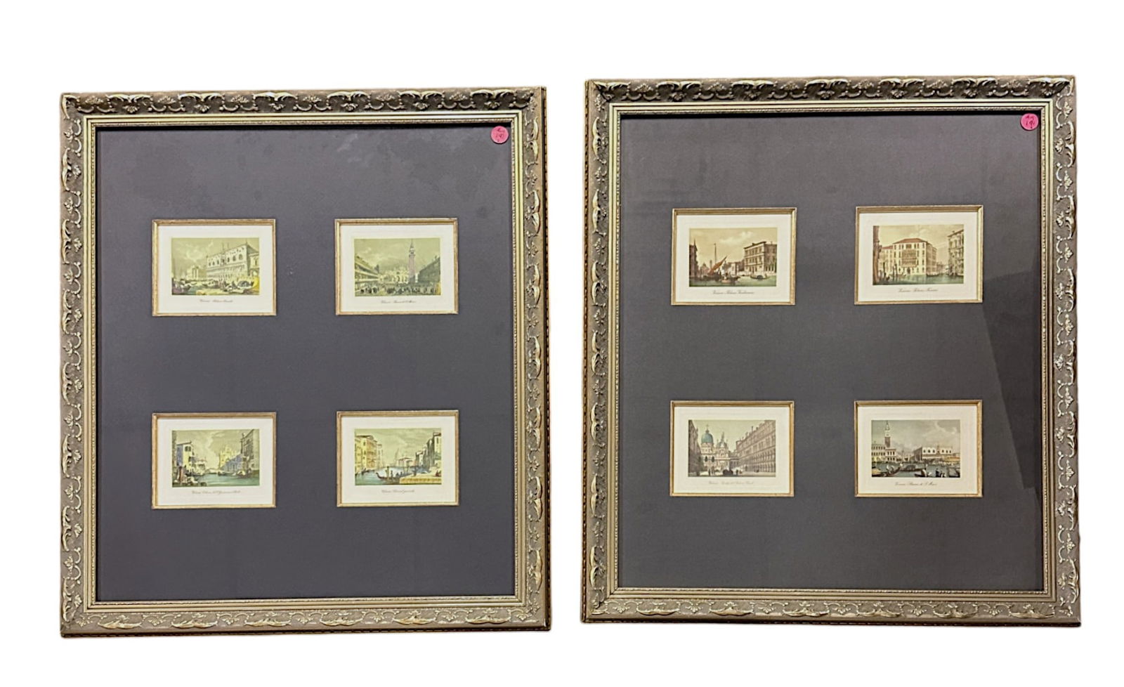 2 FRAMED SETS OF 4 ANTIQUE VENICE ENGRAVINGS (1 of 3)