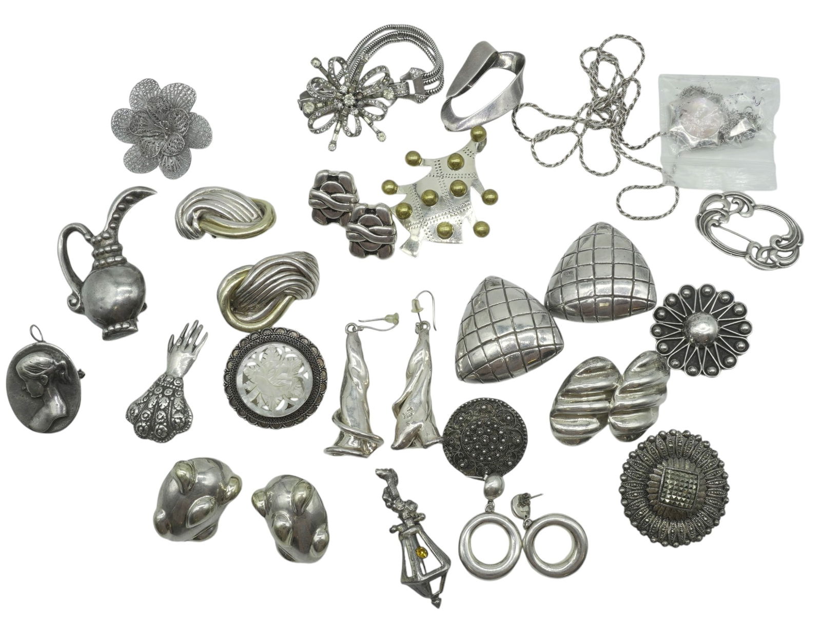 LARGE GROUP VINTAGE STERLING SILVER JEWELRY - 22 LOTS (1 of 6)